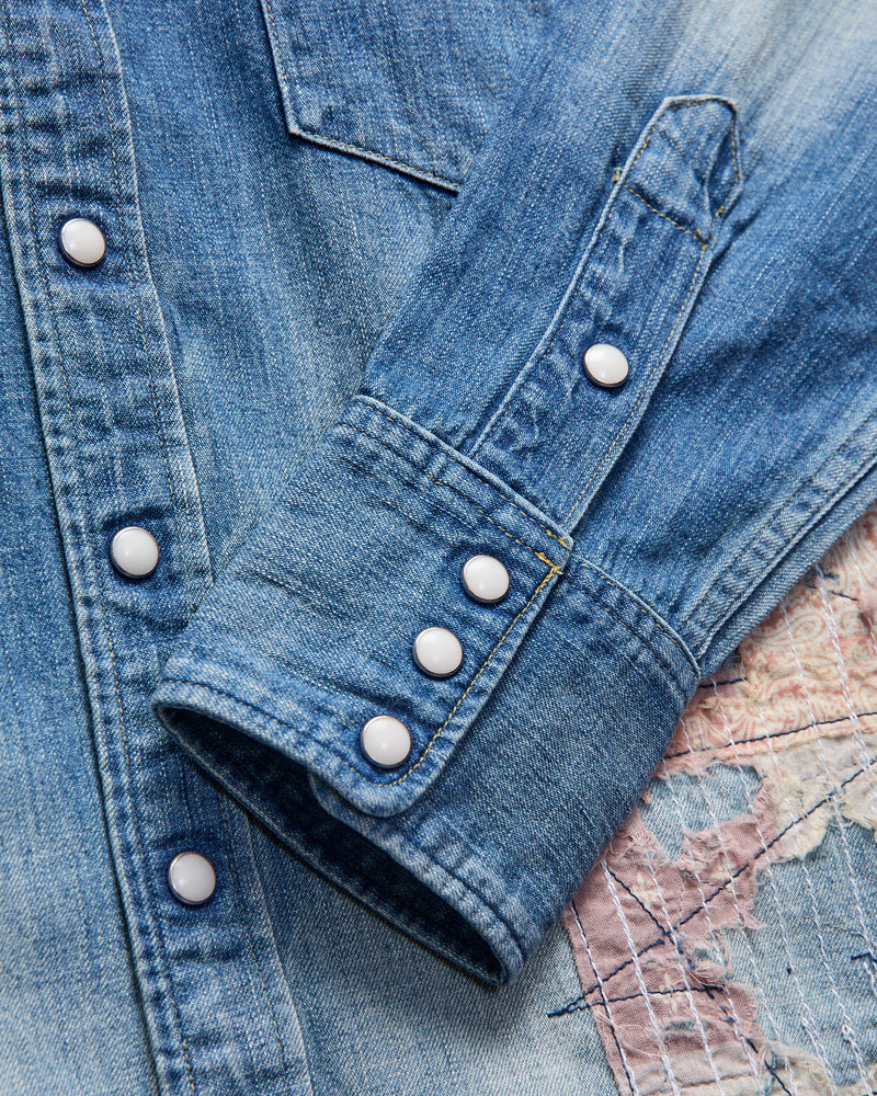 MSP-5031 Denim Western Shirt in Used Indigo