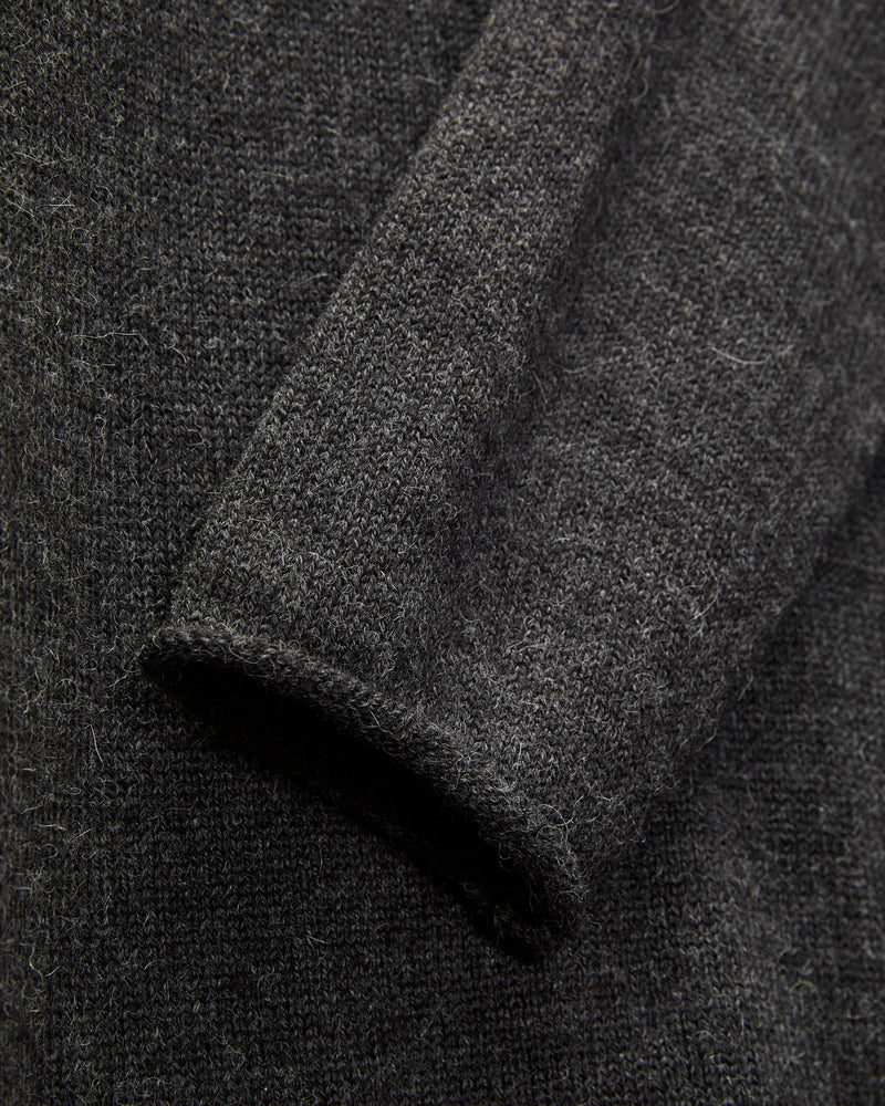 Roll Neck Sweater in Charcoal Baby Alpaca
