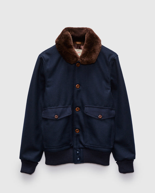 Winston Jacket in Dark Navy/Brown