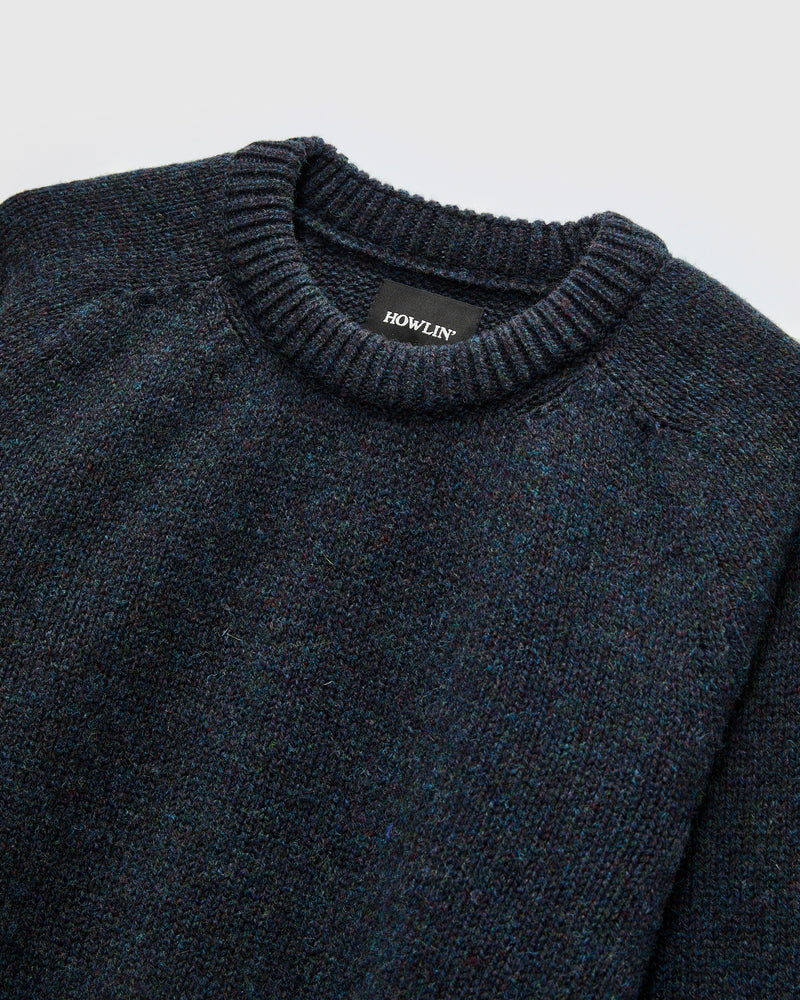 "Boxy Space Knit" Wool Sweater in Storm