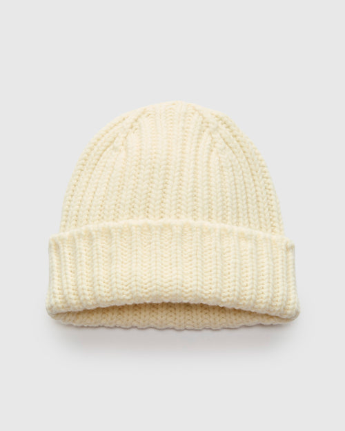 "Brain Freezer" Wool Beanie in Ecru