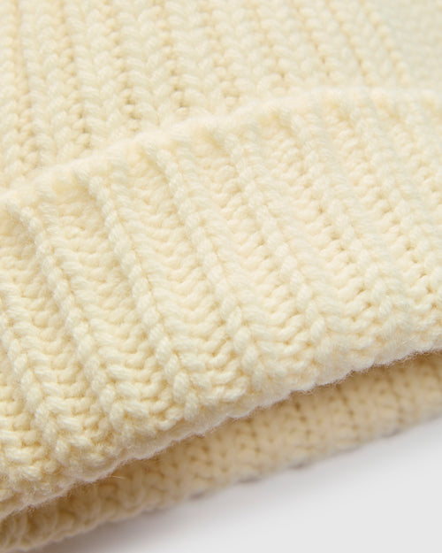 "Brain Freezer" Wool Beanie in Ecru