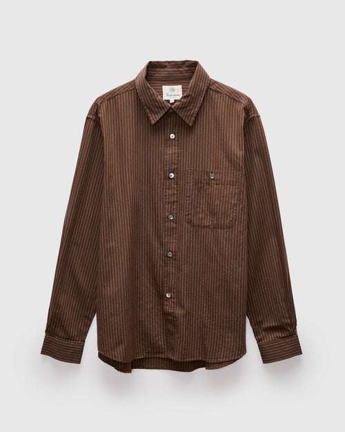 Jones Cotton Merino Twill Shirt in Brown Sky