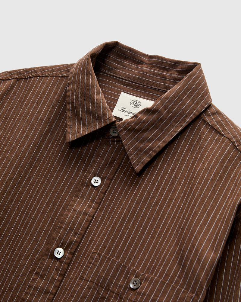Jones Cotton Merino Twill Shirt in Brown Sky