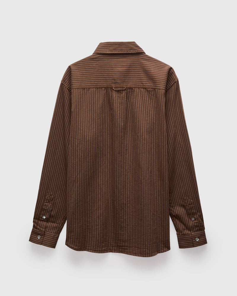 Jones Cotton Merino Twill Shirt in Brown Sky