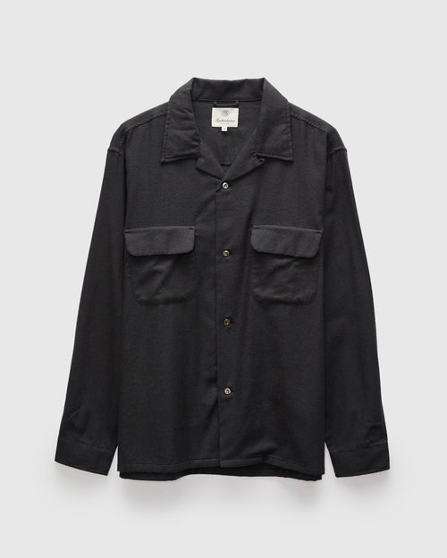 Penny Cotton Merino Flannel Shirt in Midnight