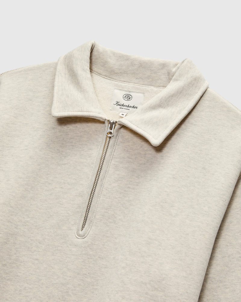 Stadium Quarter Zip Sweater in Oat Grey