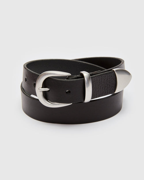 Western Bridle Leather Belt in Black