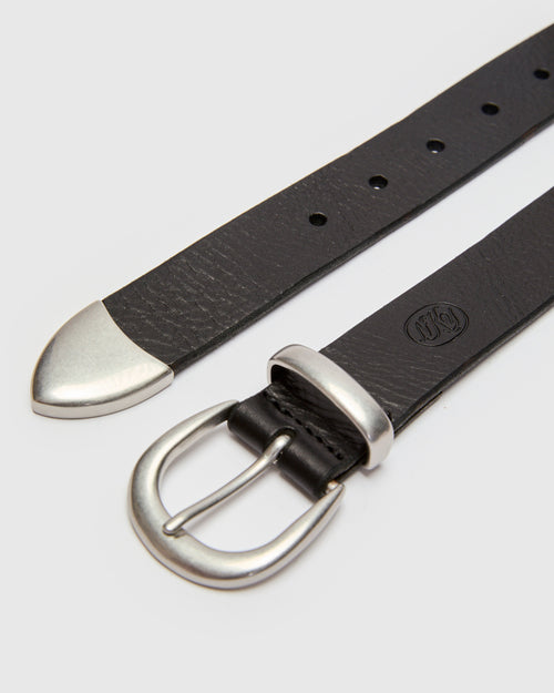 Western Bridle Leather Belt in Black
