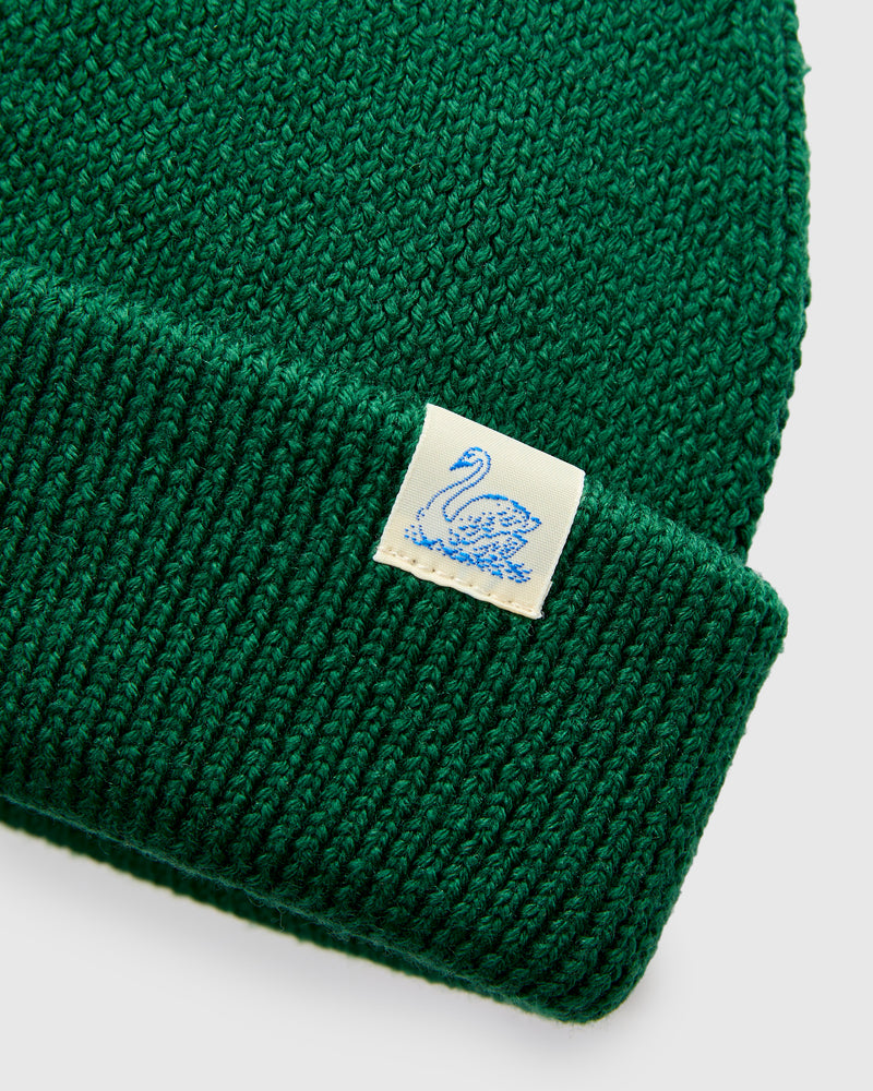 Merino Wool Ribbed Beanie in Moss