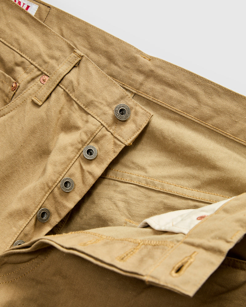 9.5oz Just Right Selvedge Chino in Khaki Beige