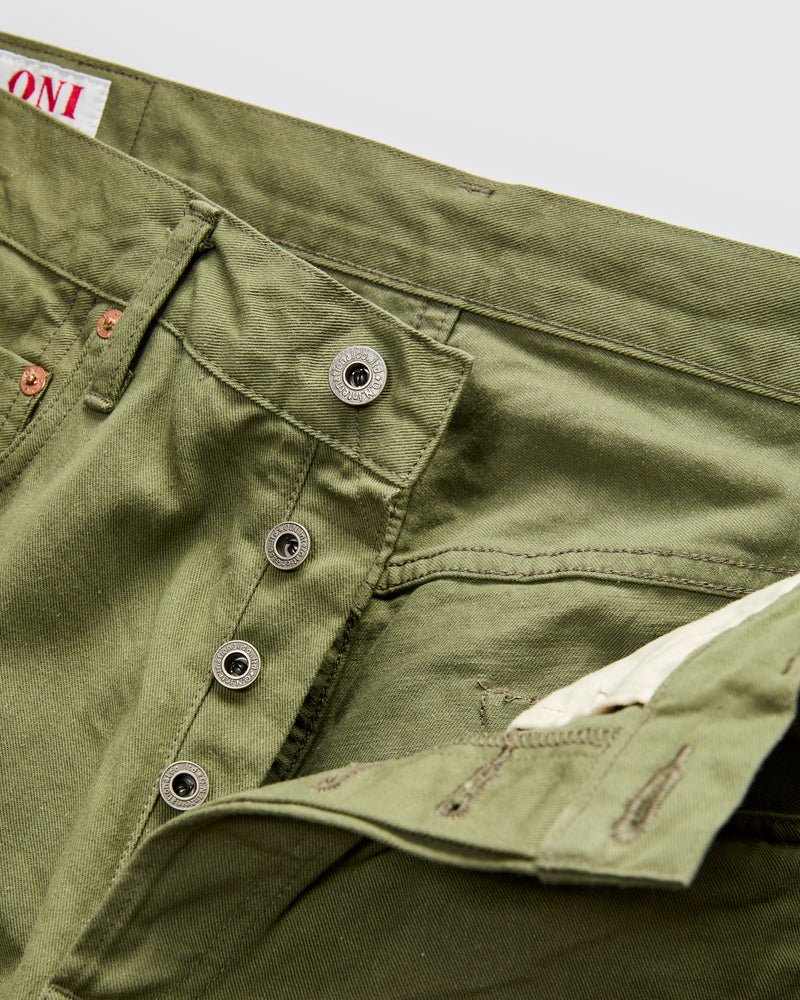 9.5oz Just Right Selvedge Chino in Olive