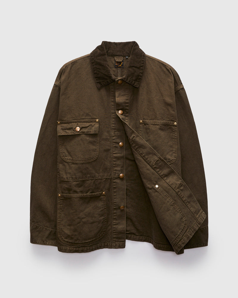 Relaxed Fit Oxford Coverall in Coffee Brown