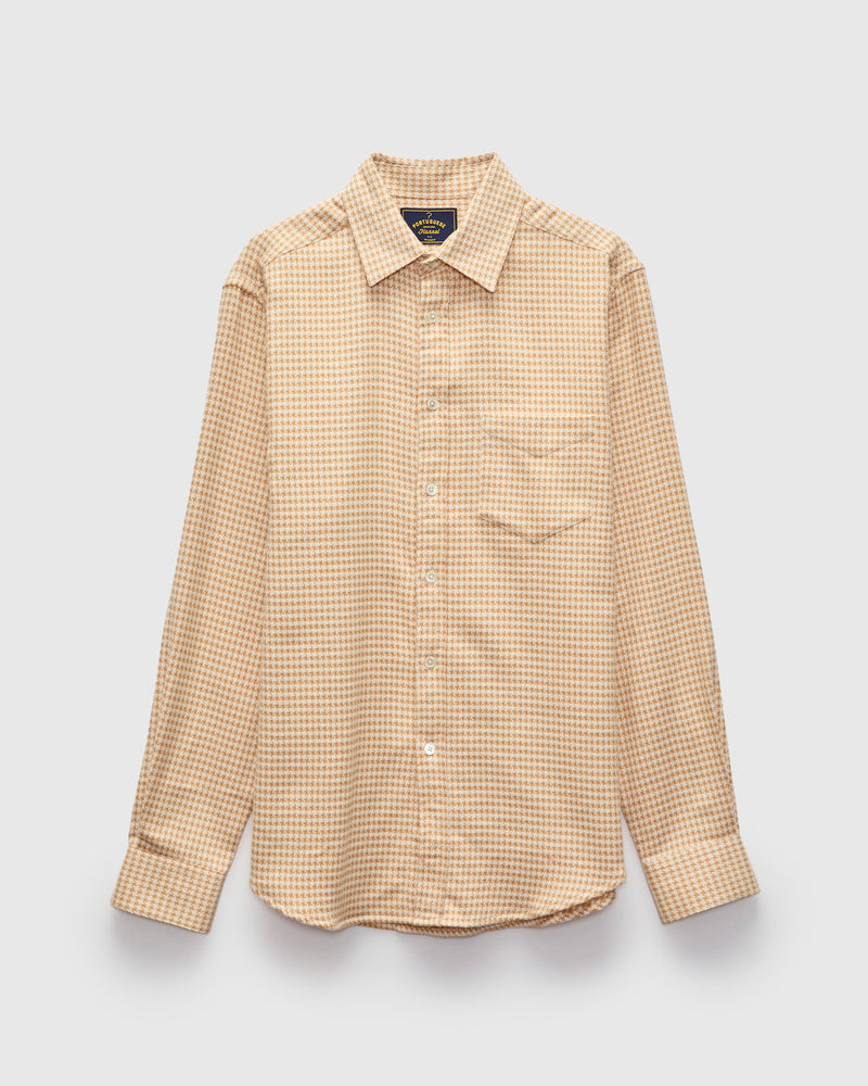Abstract Pied Poule Button-Up Shirt in Cream