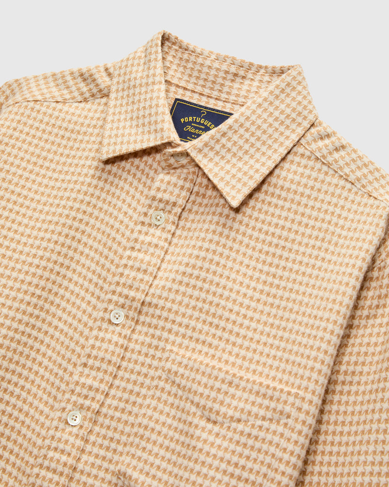 Abstract Pied Poule Button-Up Shirt in Cream