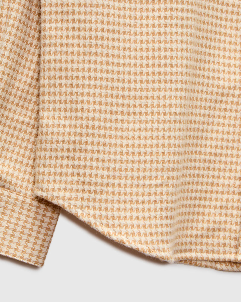 Abstract Pied Poule Button-Up Shirt in Cream