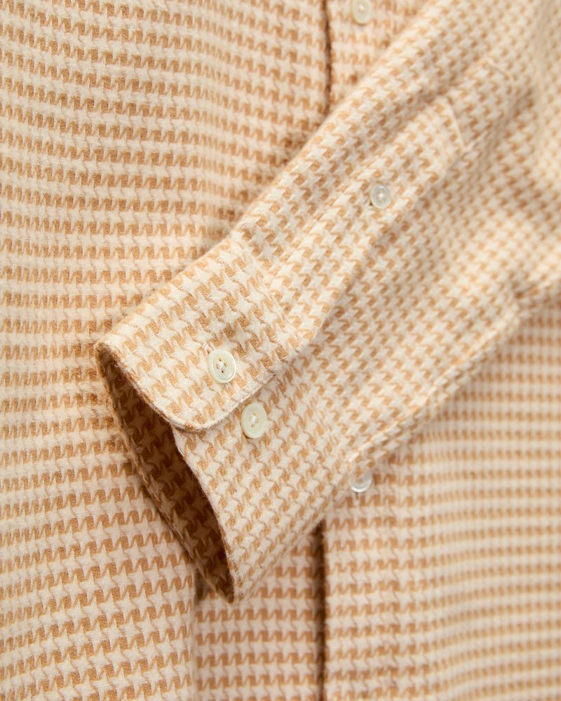 Abstract Pied Poule Button-Up Shirt in Cream