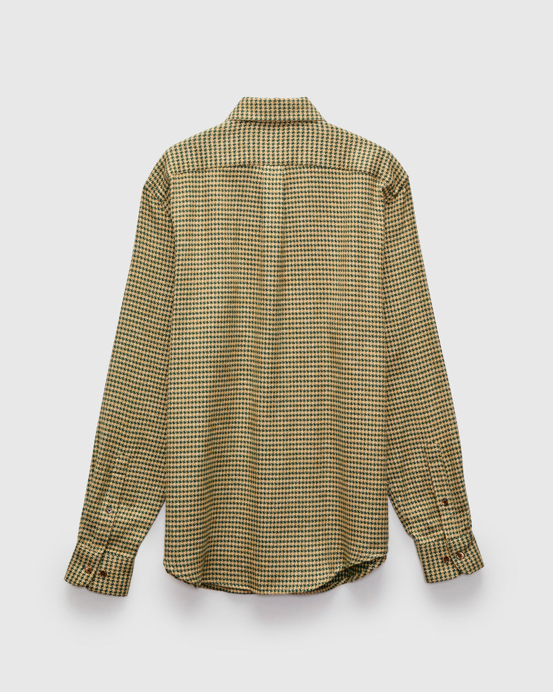 Abstract Pied Poule Button-Up Shirt in Green