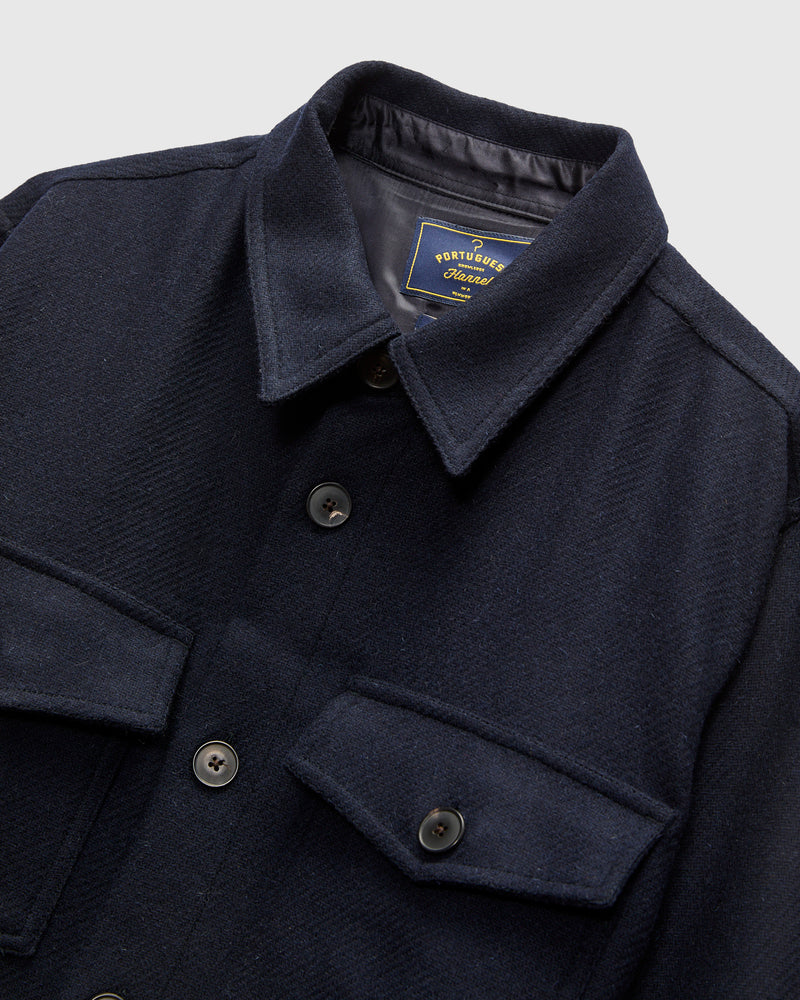 Wool Field Overshirt in Navy