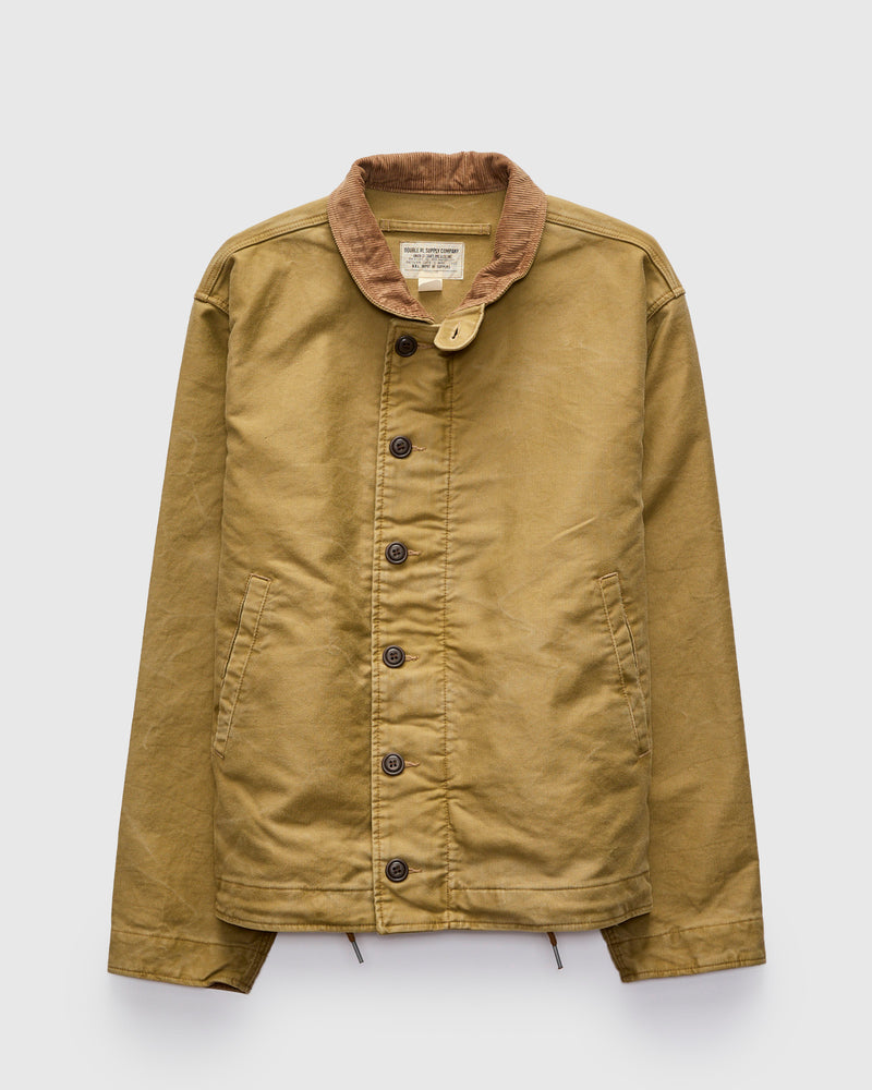 Corduroy Collar Bower Deck Jacket in Khaki Drab