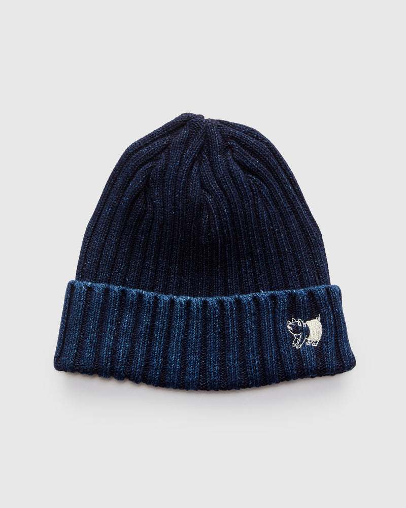 Knit Beanie in Dark Indigo