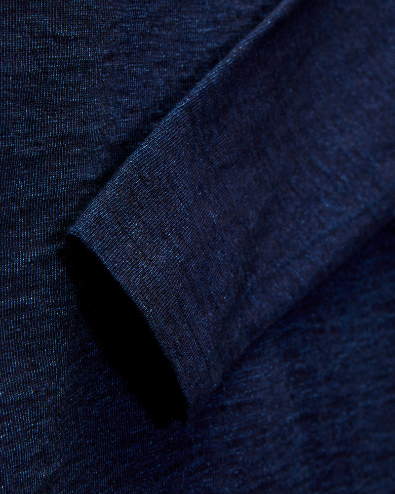 No. 7 Yarn Dyed Long Sleeve T-Shirt in Indigo