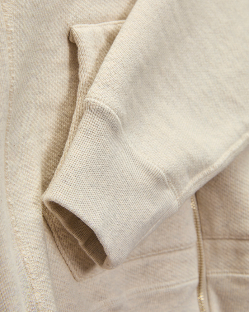 Double Heavyweight French Terry 25.8oz Zip Hoodie in Oatmeal