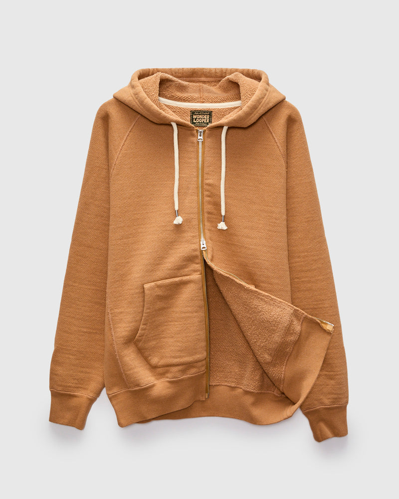 Fox 80 Double Heavyweight French Terry Zip Hoodie in Brown