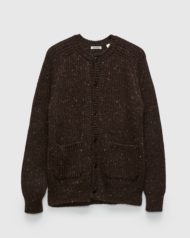 Fisherman Cardigan in Umber Tweed