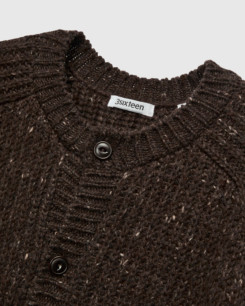 Fisherman Cardigan in Umber Tweed