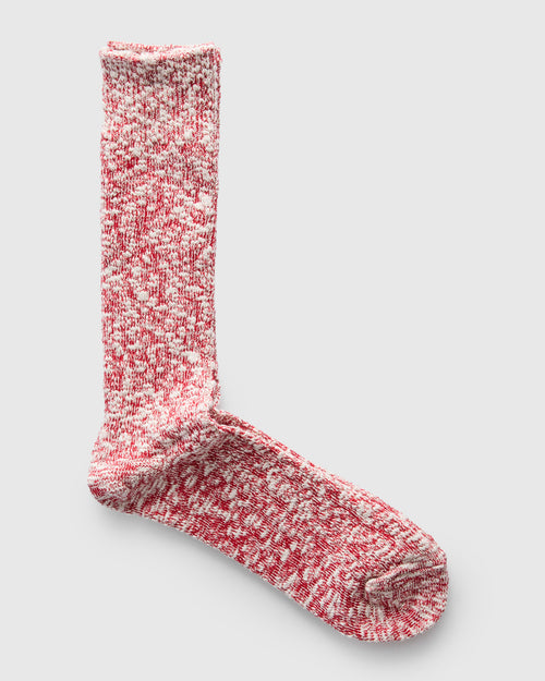 Light Slub Crew Sock in Red