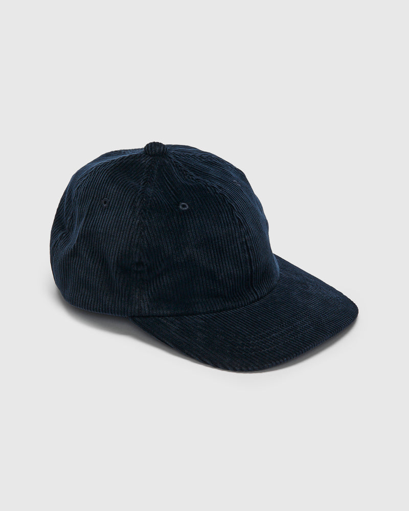 6-Panel Regimental Strap Corduroy Cap in Navy