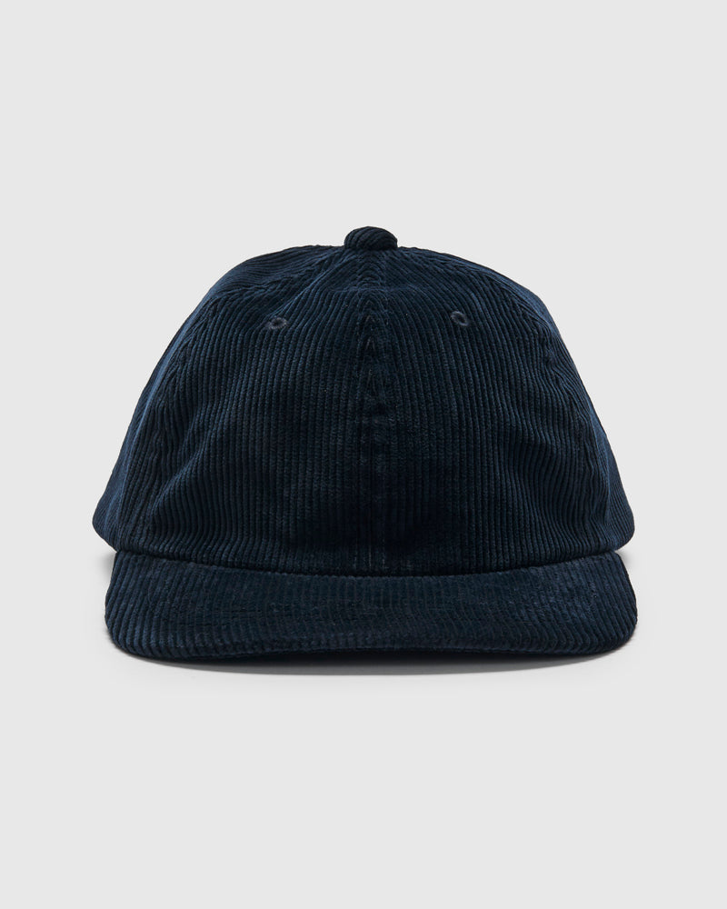 6-Panel Regimental Strap Corduroy Cap in Navy