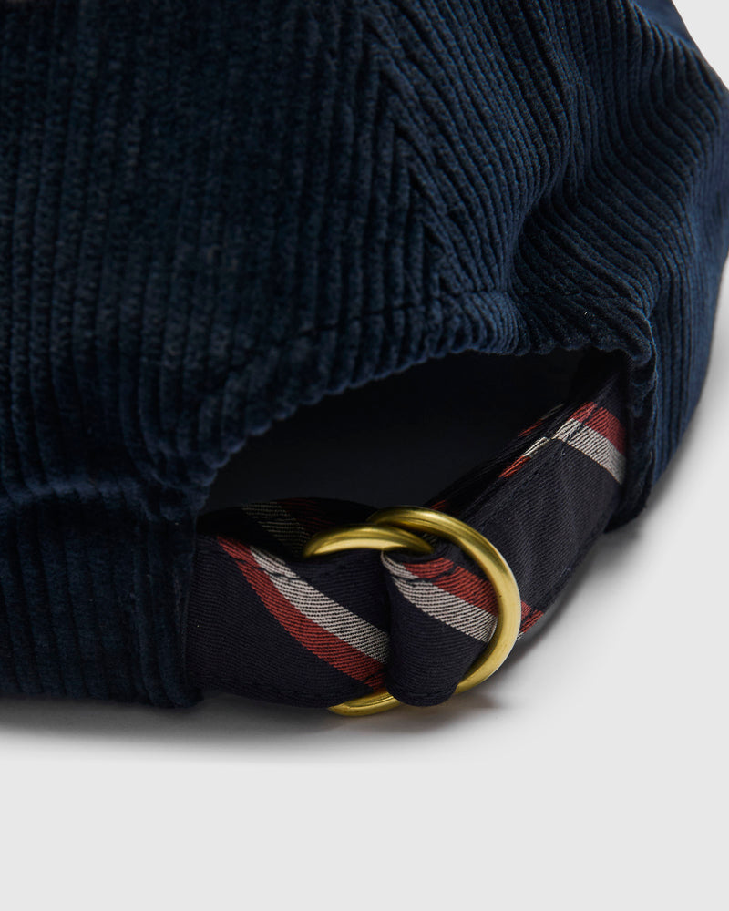 6-Panel Regimental Strap Corduroy Cap in Navy