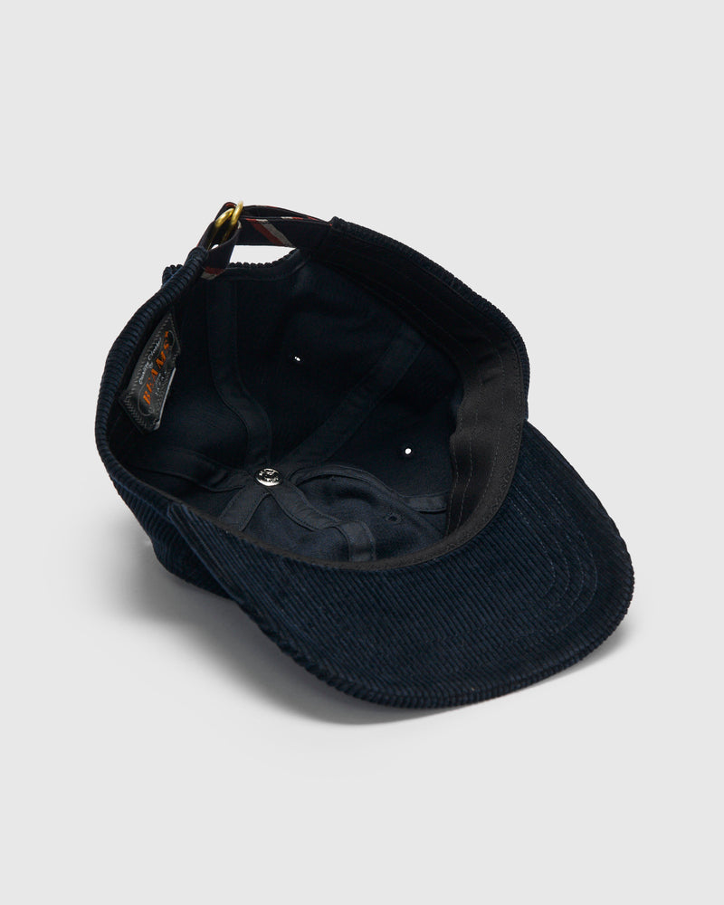 6-Panel Regimental Strap Corduroy Cap in Navy