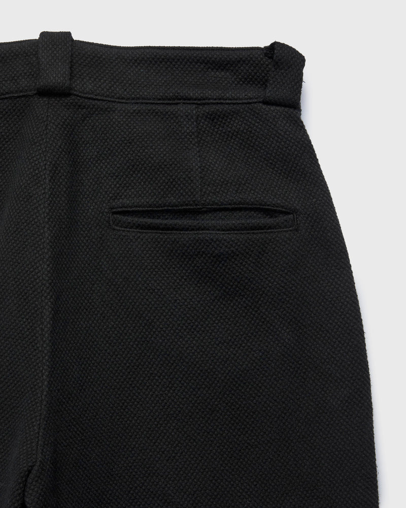 Double Cloth Sashiko Wide Tuck Trousers in Black