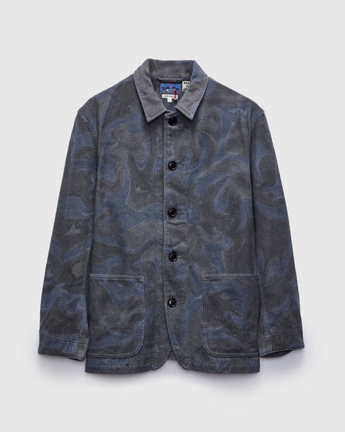 Fine Sashiko Coverall Jacket in Sumi Nagashi