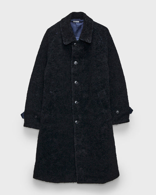 Flock Loop Yarn Balmacaan Coat in Dark Navy