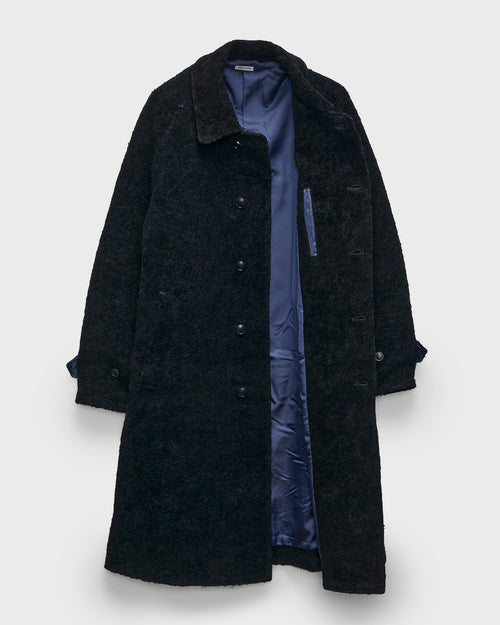 Flock Loop Yarn Balmacaan Coat in Dark Navy