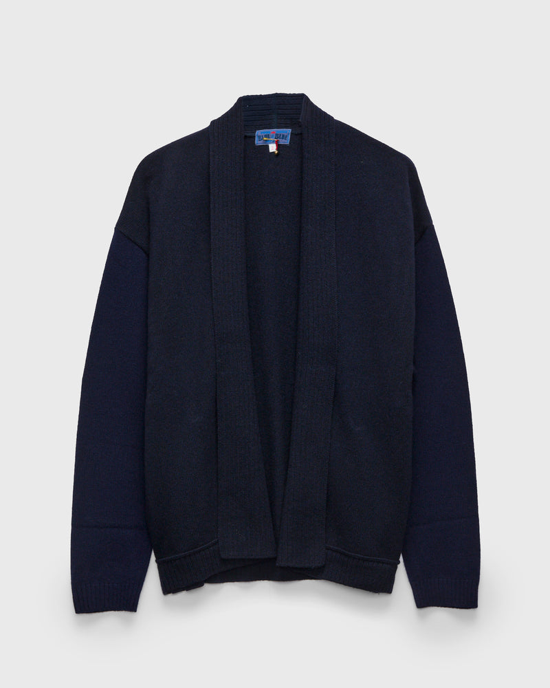 Yak Cashmere Knit Wool Haori Cardigan in Navy