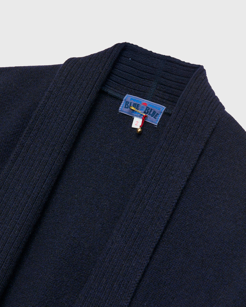 Yak Cashmere Knit Wool Haori Cardigan in Navy