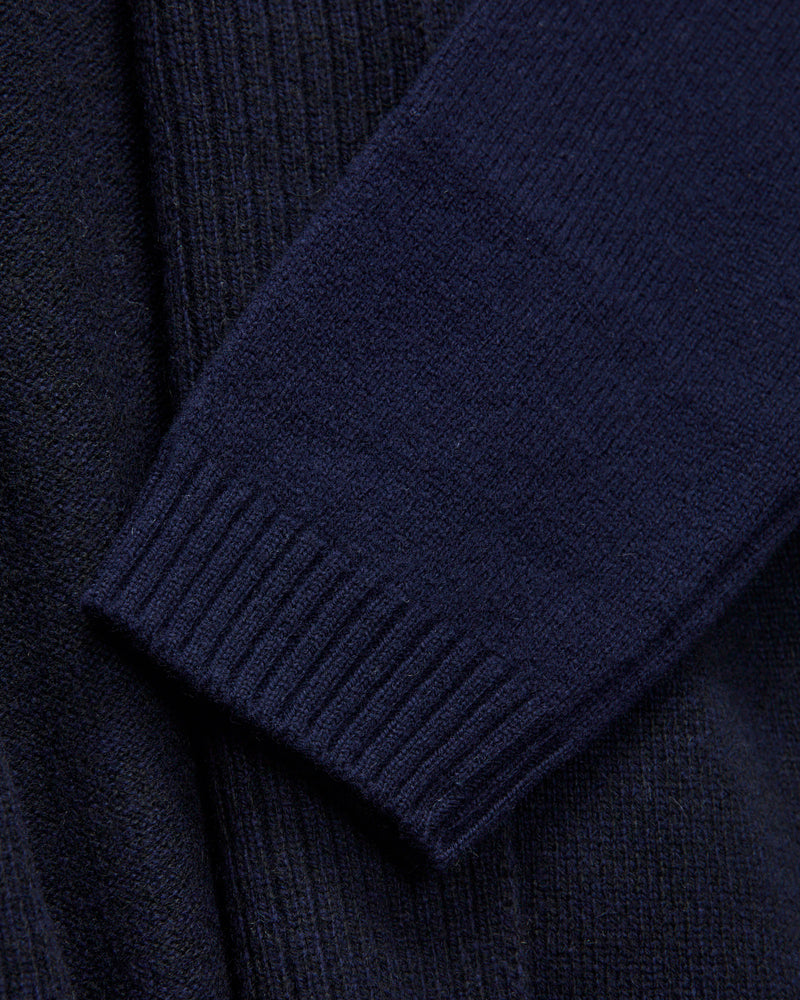 Yak Cashmere Knit Wool Haori Cardigan in Navy