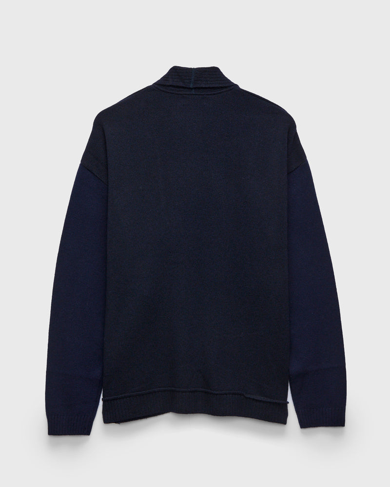 Yak Cashmere Knit Wool Haori Cardigan in Navy