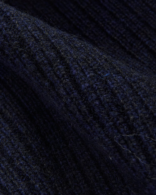 Yak Cashmere Mix Ribbed Scarf in Navy