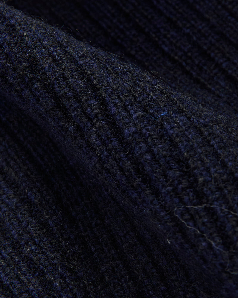 Yak Cashmere Mix Ribbed Scarf in Navy