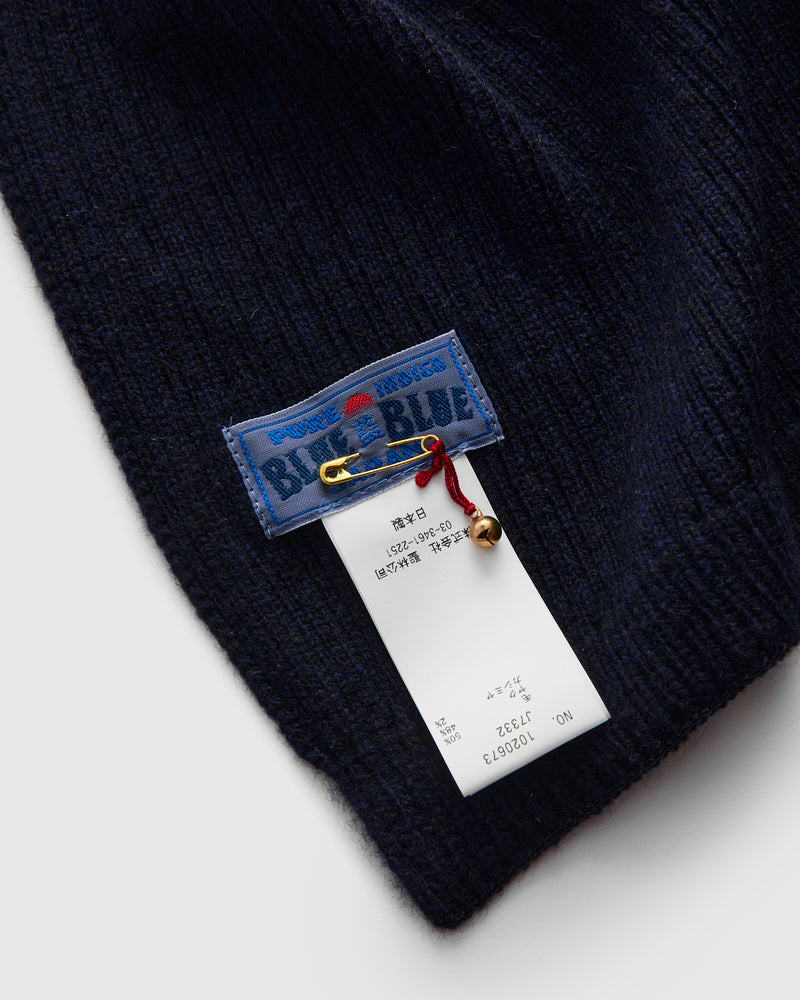 Yak Cashmere Mix Ribbed Scarf in Navy