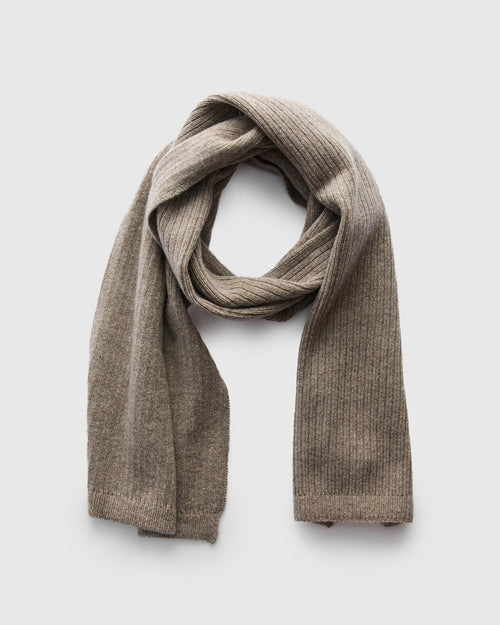 Yak Cashmere Mix Ribbed Scarf in Oatmeal