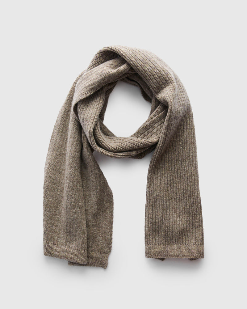 Yak Cashmere Mix Ribbed Scarf in Oatmeal