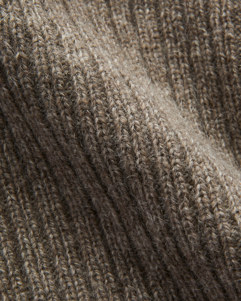 Yak Cashmere Mix Ribbed Scarf in Oatmeal