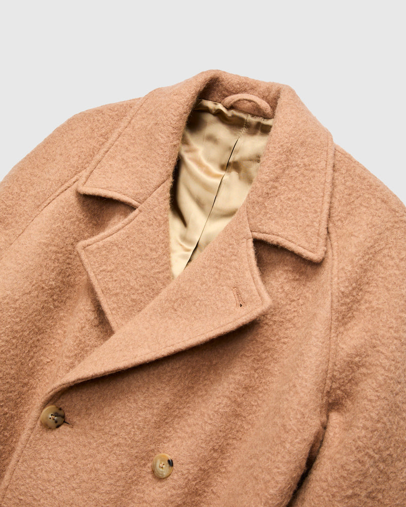 Grandad Coat in Wool Camel Ratine Cloth